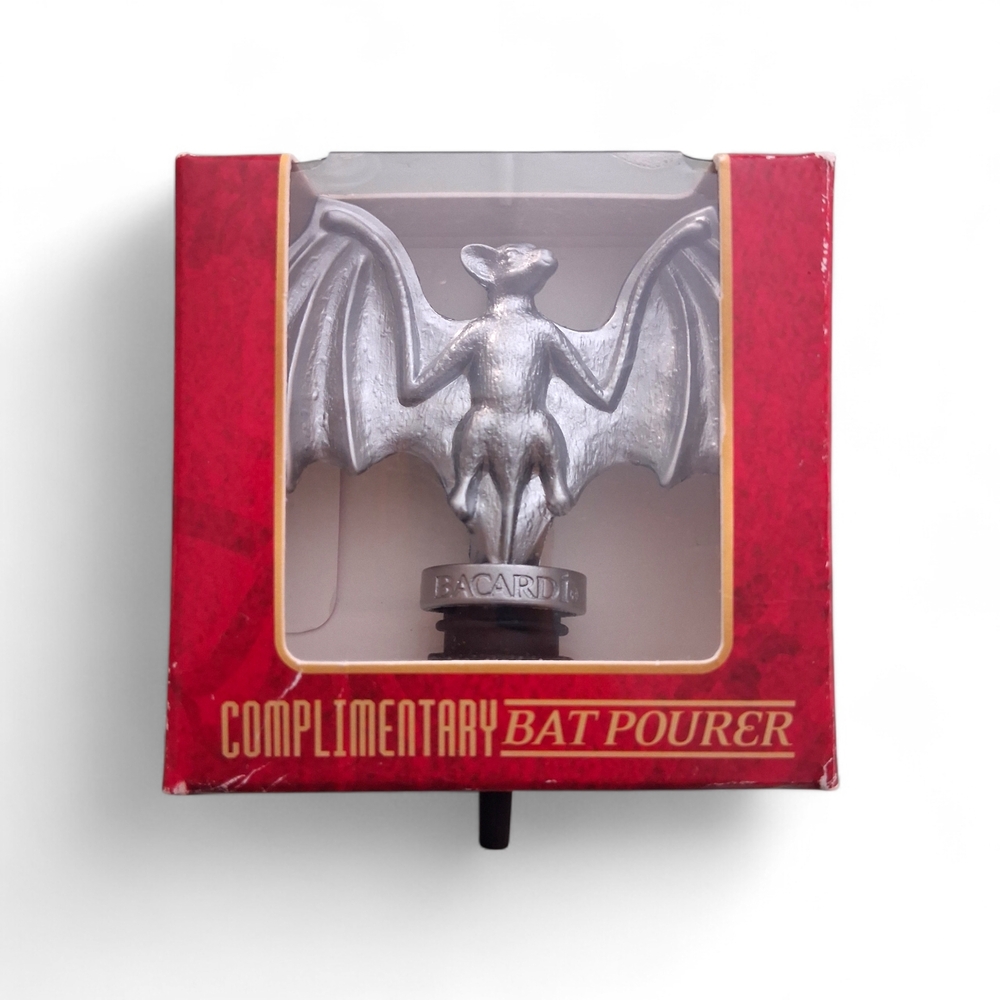 Bacardi Rum Pewter Bat Bottle Spout Pourer